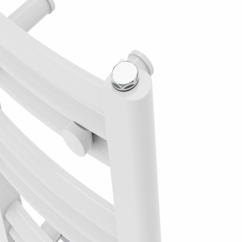 Cleavie Prefilled Curved Towel Rail Heated Towel Rails, 60cm H x 30cm W x 3.4cm D, White