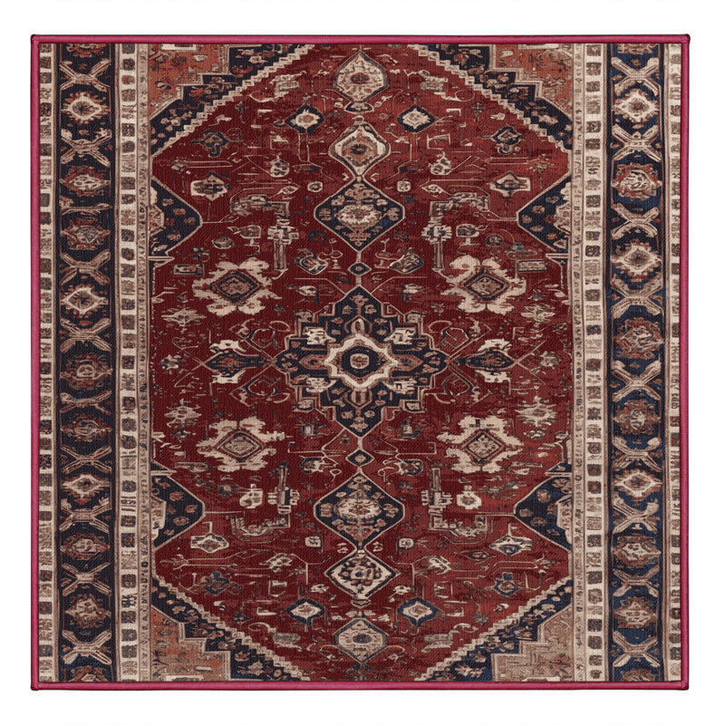 Machine Washable Persian Brown Area Rug, Square 3'