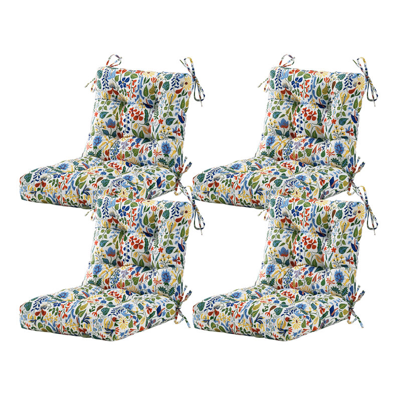 Coussin de siège / dossier d'extérieur 4 pièces Bay Isle Home ™, Floral rouge / bleu