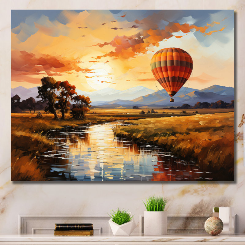 Red Red Air Ballon II - montgolfière, reproduction d'art sur toile, H 12 po x l 20 po x P 1 po, Toile tendue