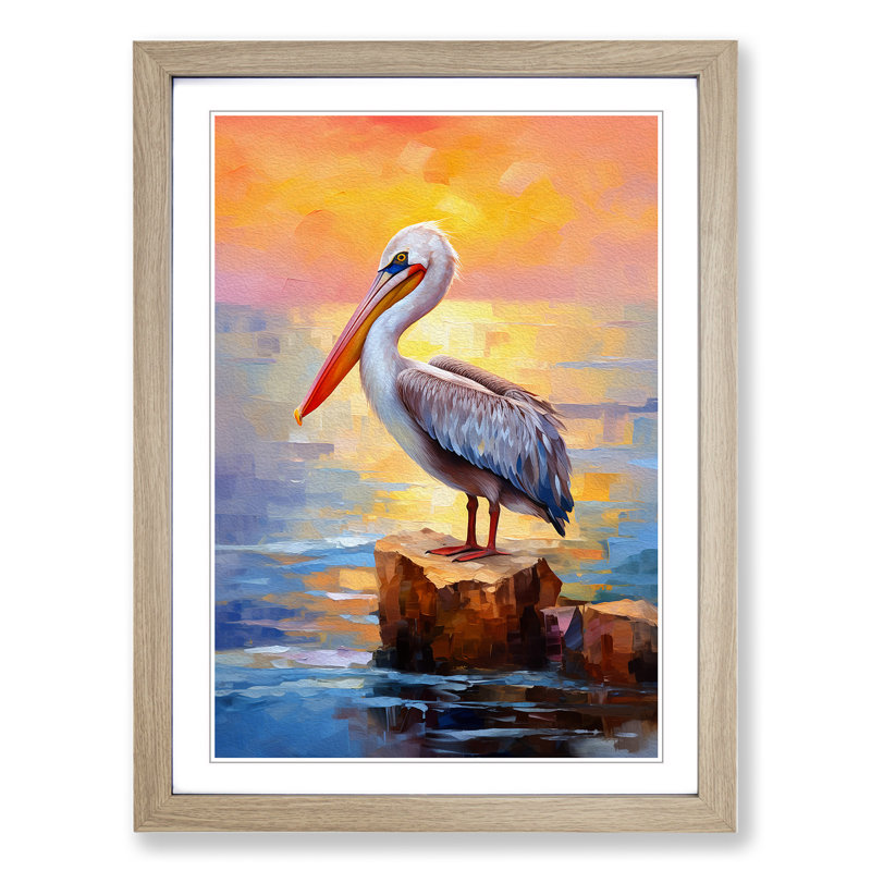 Pelican Impressionism Art - Framed Print