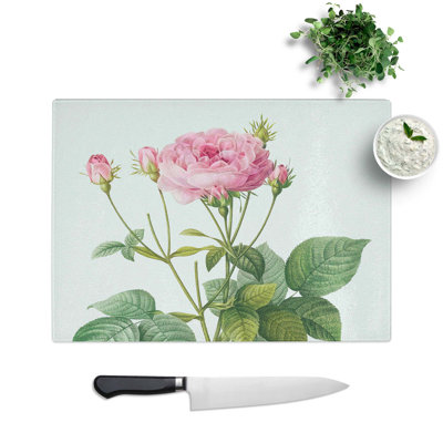 Tempered Glass Pretty French Roses by Pierre-Joseph Redoute Chopping Board