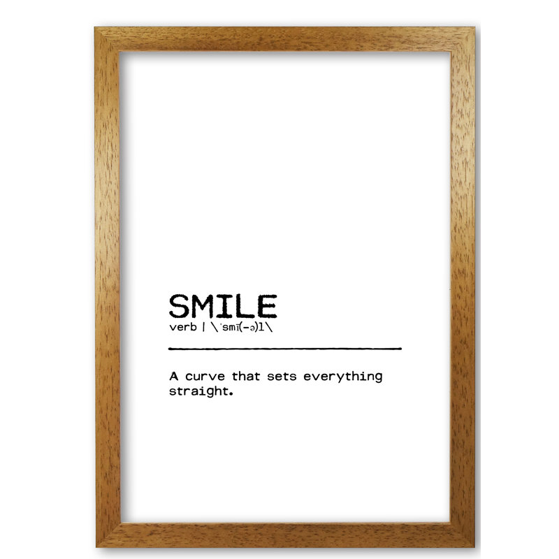 Smile Curve - Print, 85 cm H x 60 cm W x 5 cm D, Honey Oak Frame