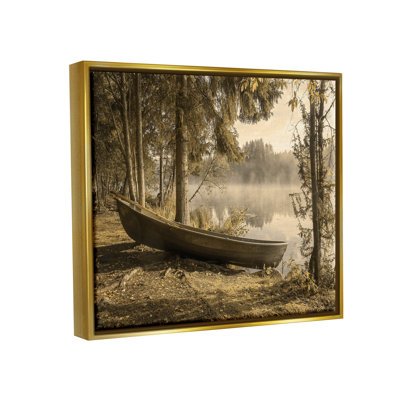 «Lakeside Canoe Forest Wilderness», art mural encadré par Lil 'Rue