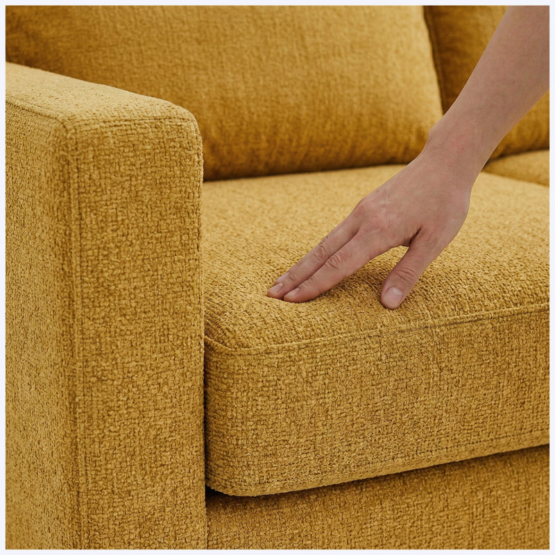 Fabriqué aux États-Unis, canapé modulaire en forme de L, livraison en 5 jours, options de tissu jaune thé / jaune moutarde, meubles en gros modernes