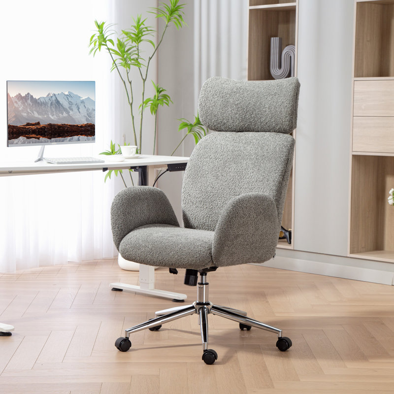  Office Chair with Adjustable Headrest, Comfy Desk Chair, Dark Grey, Charcoal Grey