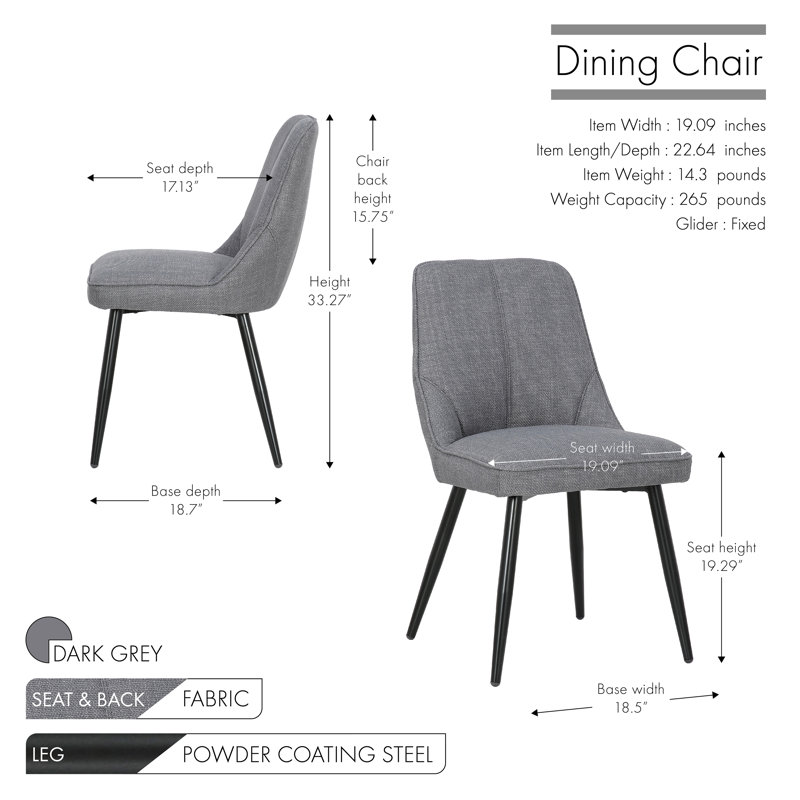 Chaise de salle à manger Catto Cedartown, Gris foncé