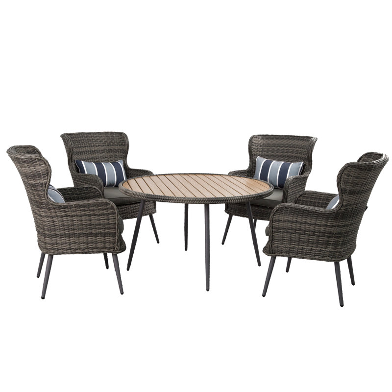 Curnow Rattan Wicker 4 - Person Seating Group with Cushions