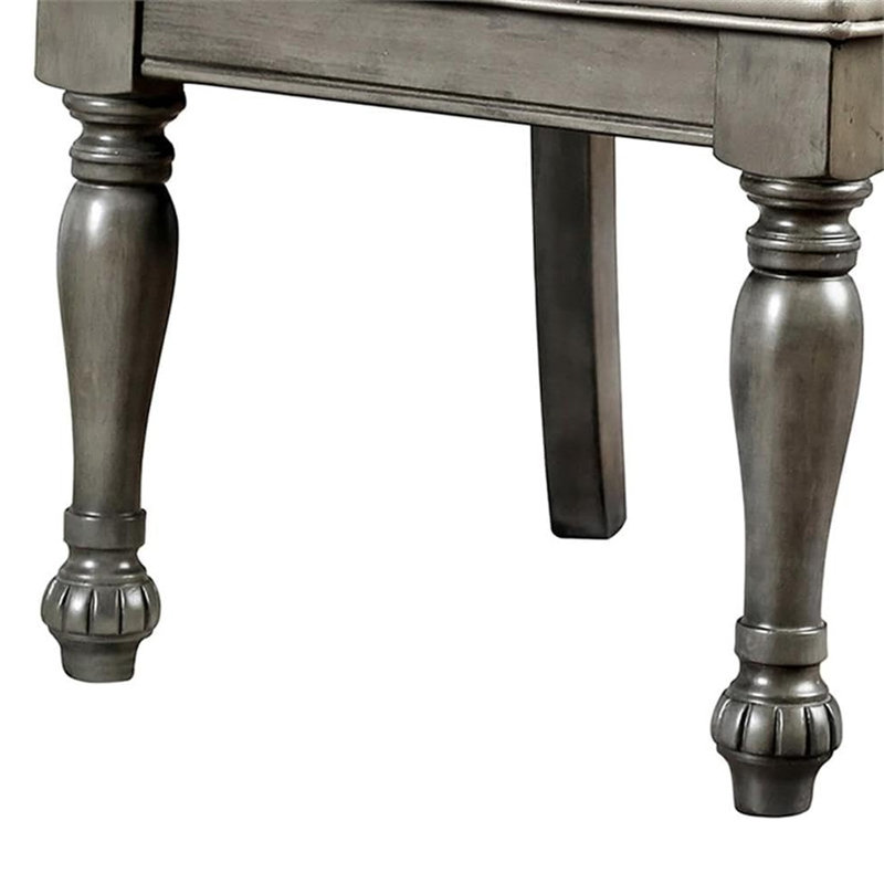 Ensemble de table de salle à manger Ena, similicuir gris, extensible 79 à 103 pouces, 7