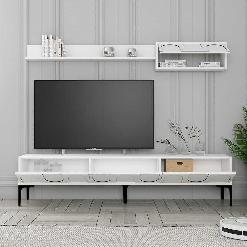 Keikei Unfinished TV Stand, White/Black