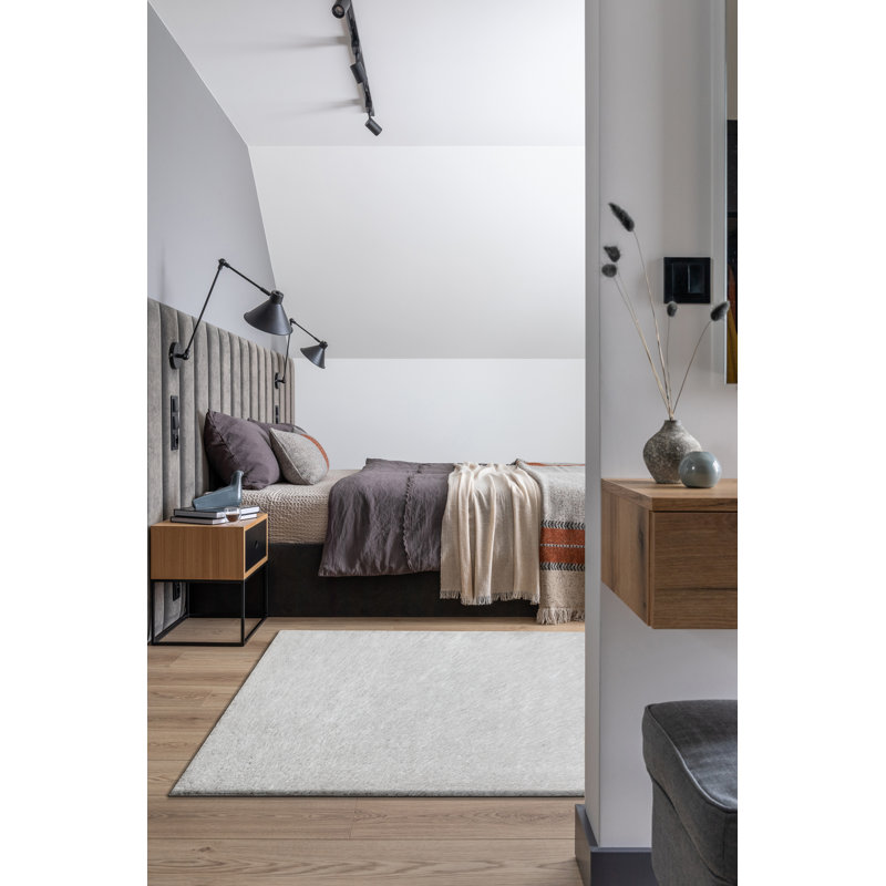 Taryn Solid Colour Area Rug, Silver, Rectangle 60 x 100cm