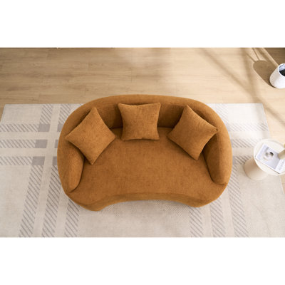 Orange 2 Chenille 049s, version améliorée, 3 coussins inclus, design modulaire minimaliste pour salon, bureau, appartement, chambre d'amis. Dimensions compactes : 165 cm (L) x 100 cm (l). Revêtement doux comme du velours, 30 m de mousse compressée.
