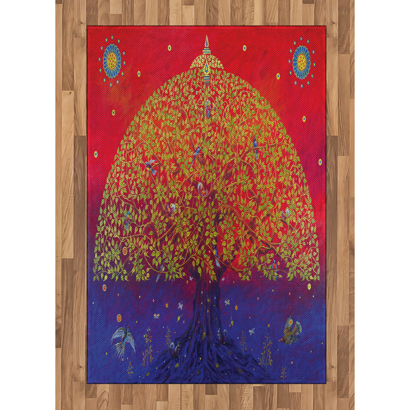 Ethnic High Density Long Fiber Poly Threads Decorative Area Rug Carpet, Rectangle 4' x 5'8"
