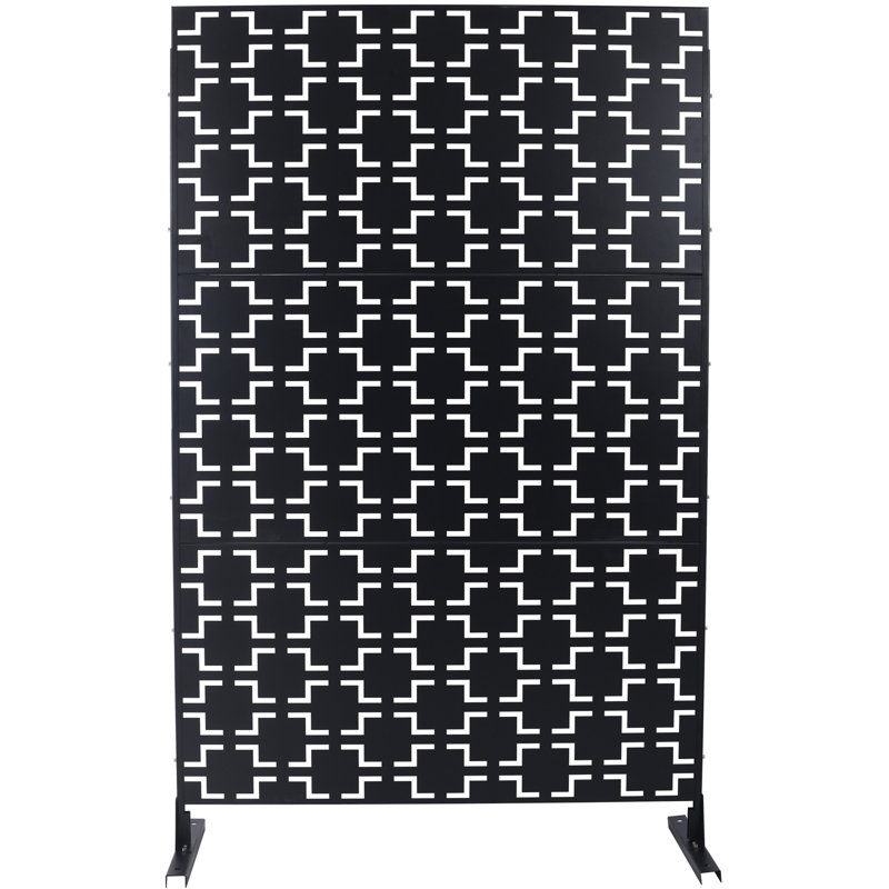 Outdoor & Indoor Privacy Screen Metal Privacy Screen 76" H×48" W, Black