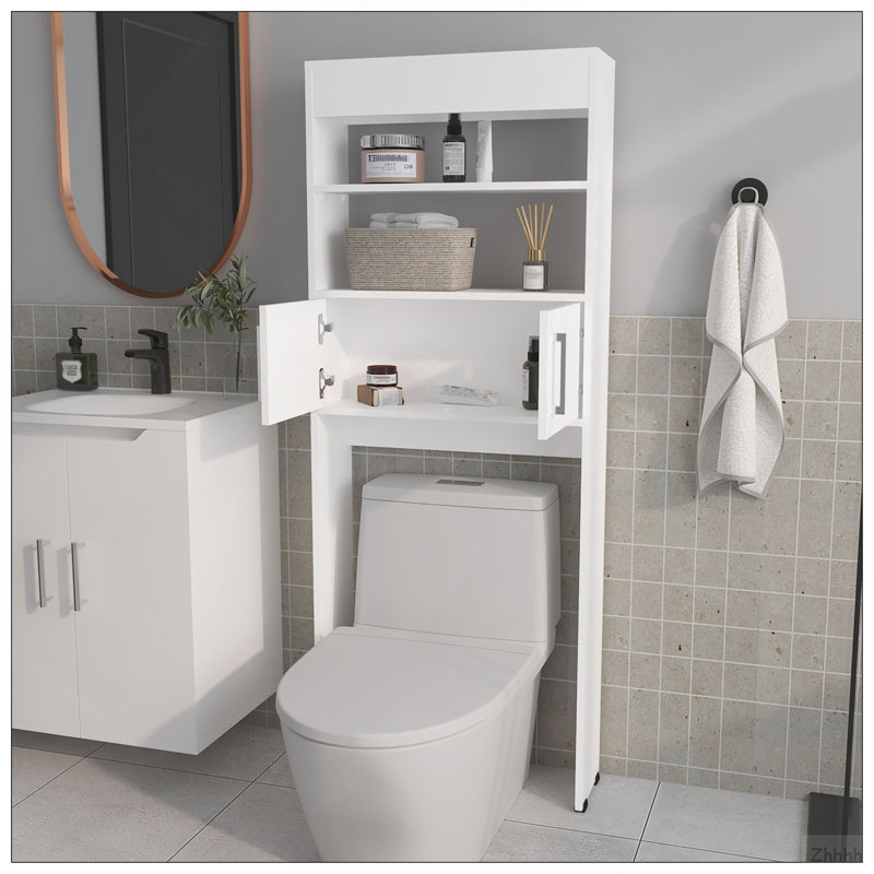 Armoire de rangement blanche à 2 portes avec tablettes ouvertes