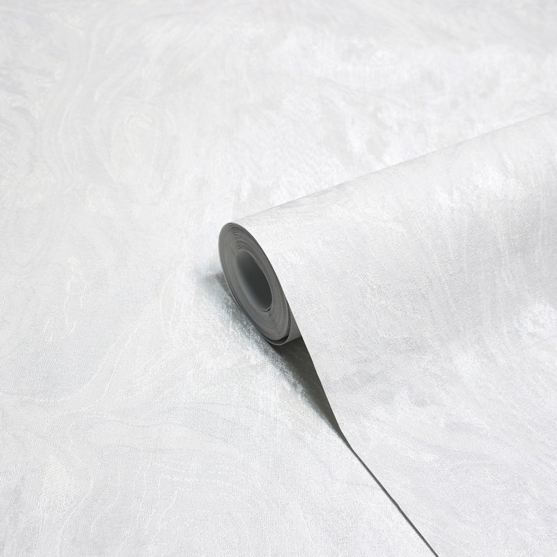  10.5m x 53cm Textured Metallic Finish Wallpaper Roll, Pearl
