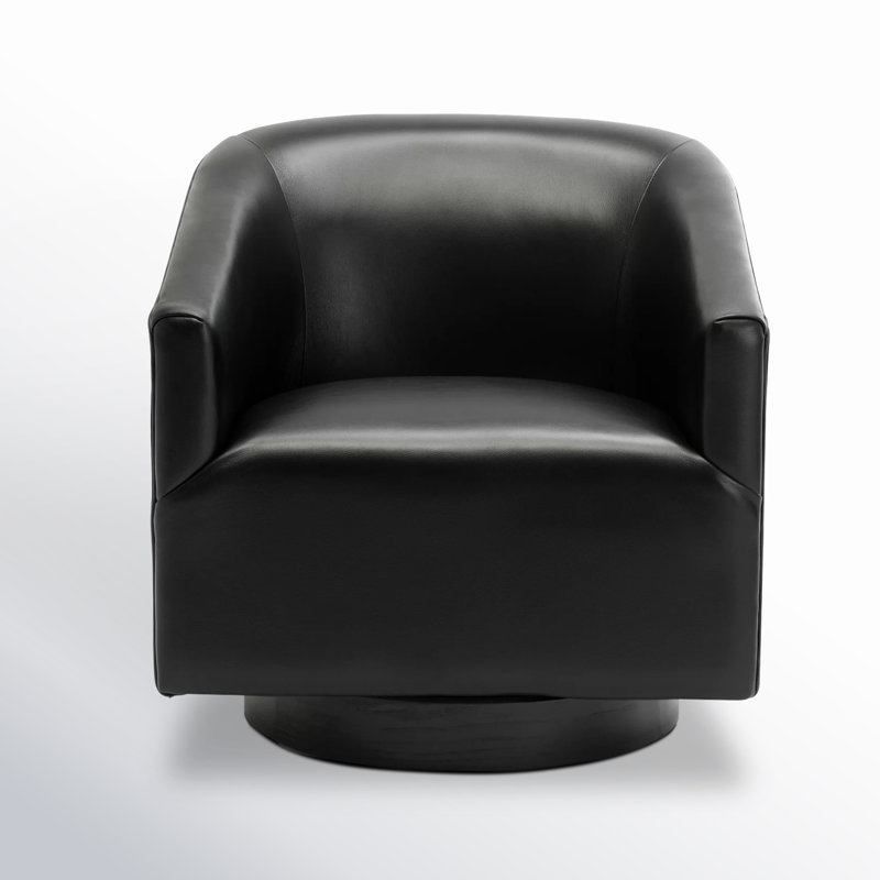 Hall Faux Leather Swivel Barrel Chair, Black Faux Leather