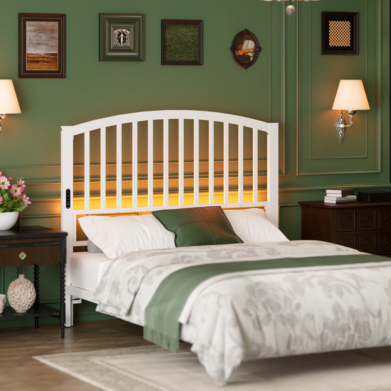 Arch Slats Metal Headboard, Full, White