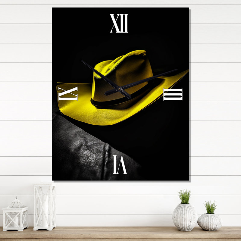 Horloge murale rétro - chapeau jaune, Grand