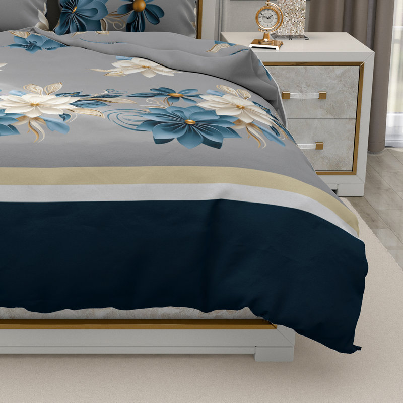 Trendy Complete Bedding Set 4 Piece Duvet Cover Fitted Sheet with Matching Pillow Cases 100% Microfibre Material