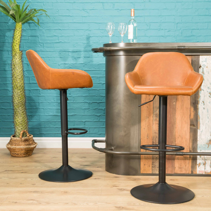 Winfield Swivel Upholstered Adjustable Height Counter Stool with Metal Frame, Tan