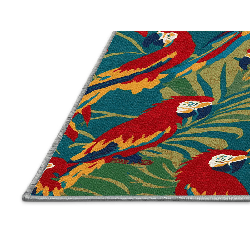 Washable Macaws Hawaiian Area Rug, Runner 2' x 4'