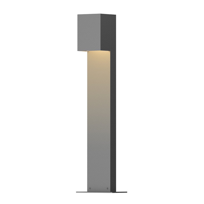Box Integrated LED Metal Bollard Light, Gray, 28" H x 3.5" W x 3.25" D