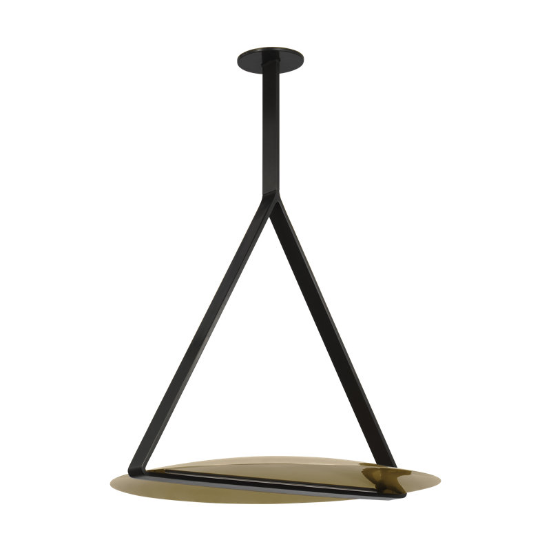 Peter Bristol Cymbal 1-light X-Large Pendant in Dark Bronze/Natural Brass with Brass shade, Dark Bronze