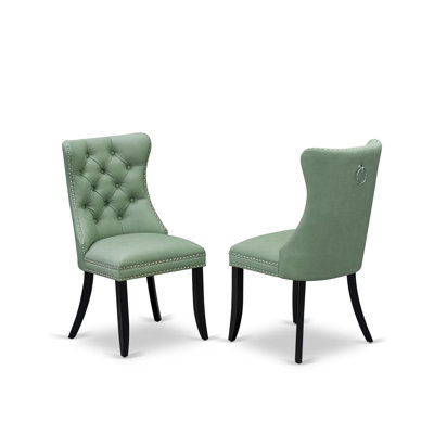 Chaises de salle à manger Dallas Parson - ensemble de 2 chaises capitonnées en polyester vert capitonné