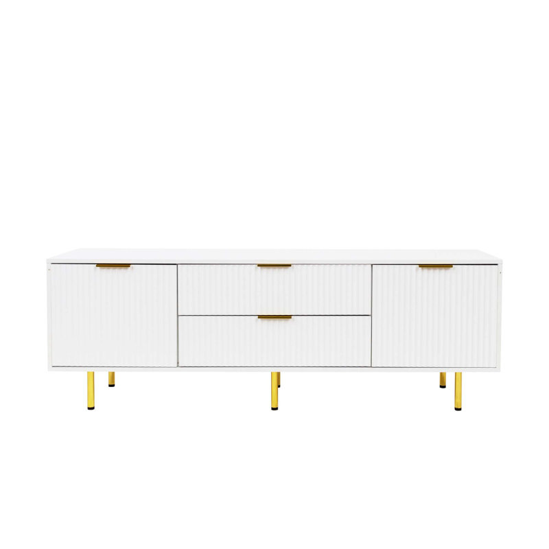 Meuble télé moderne blanc chaud pour salon, chambre à coucher
