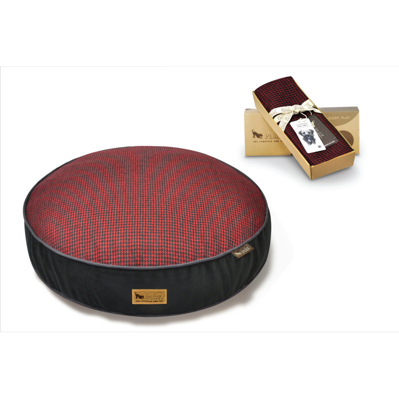 Lit rond - Pied-de-poule - Housse seulement,  Rouge / noir, L 36 po x l 36 po