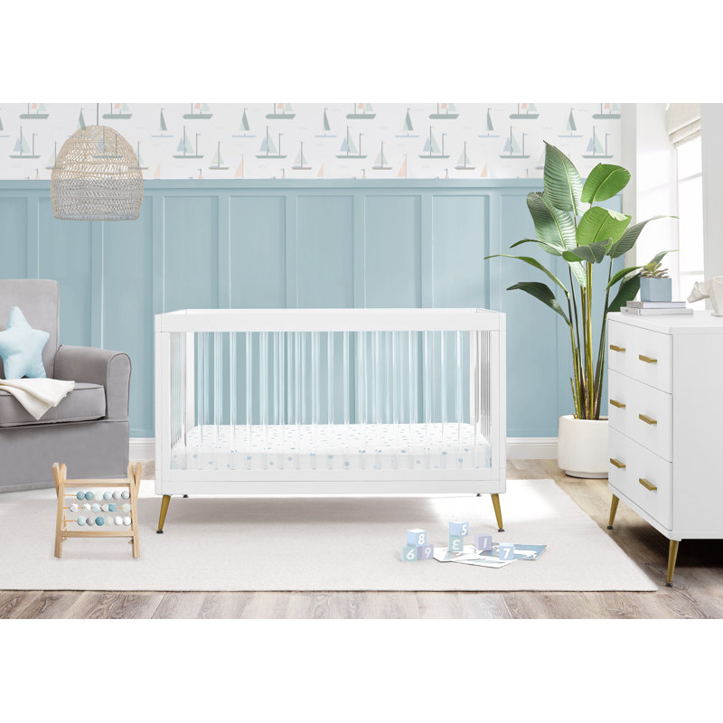 Sloane 4-in-1 Convertible Crib, White/Gold