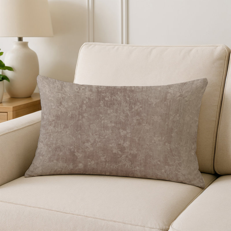 Coussin décoratif intérieur et extérieur Modern, Brun / taupe / ivoire géométrique, Rectangle H 20 po x l 14 po