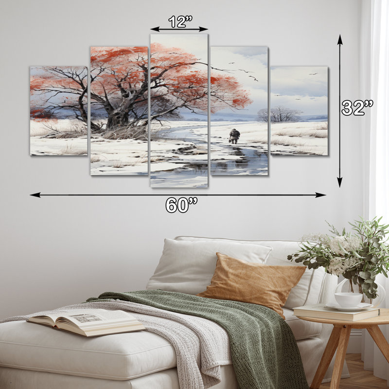 Native Art Winters Solitude I - décoration murale Art amérindien - 5 panneaux