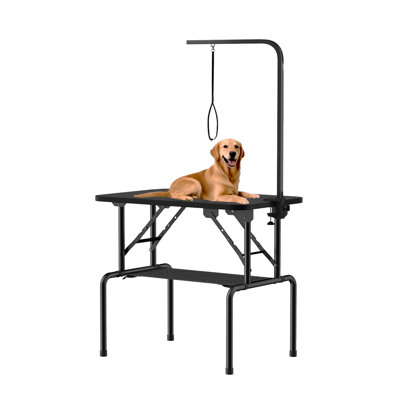 Table de toilettage pour chien pliable H 59 po x l 32 po x P 20 po avec bras, pinces, nœuds et plateau à mailles réglables