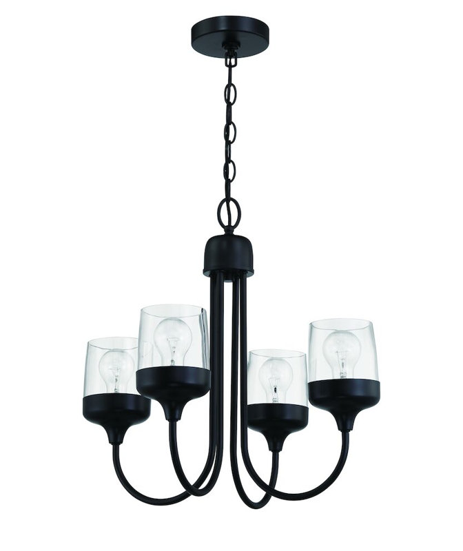 Schaitman 4 - Light Steel Dimmable Classic / Traditional Chandelier, Matte Black