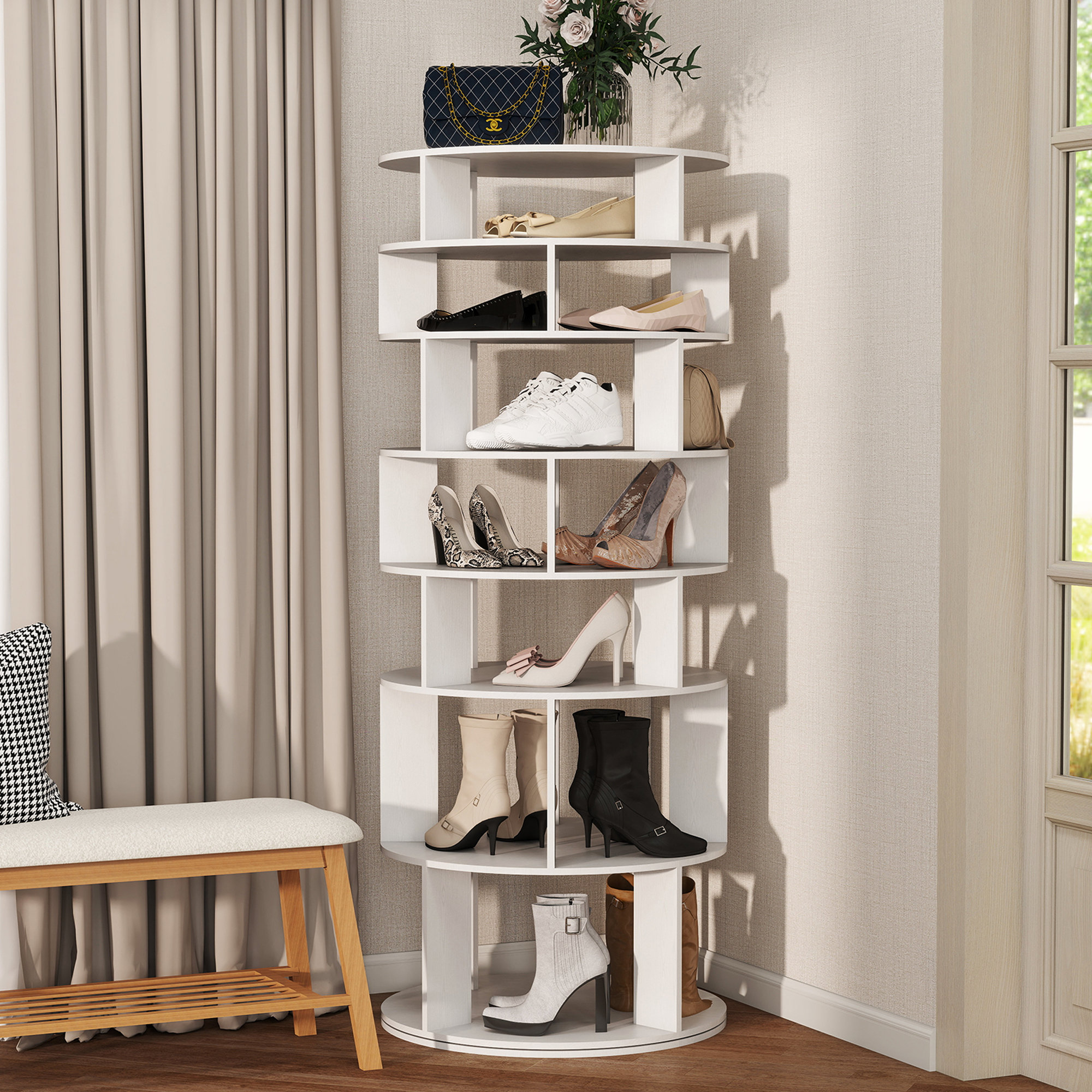 Hokku Designs 32 Pair Rotating Shoe Rack & Reviews | Wayfair