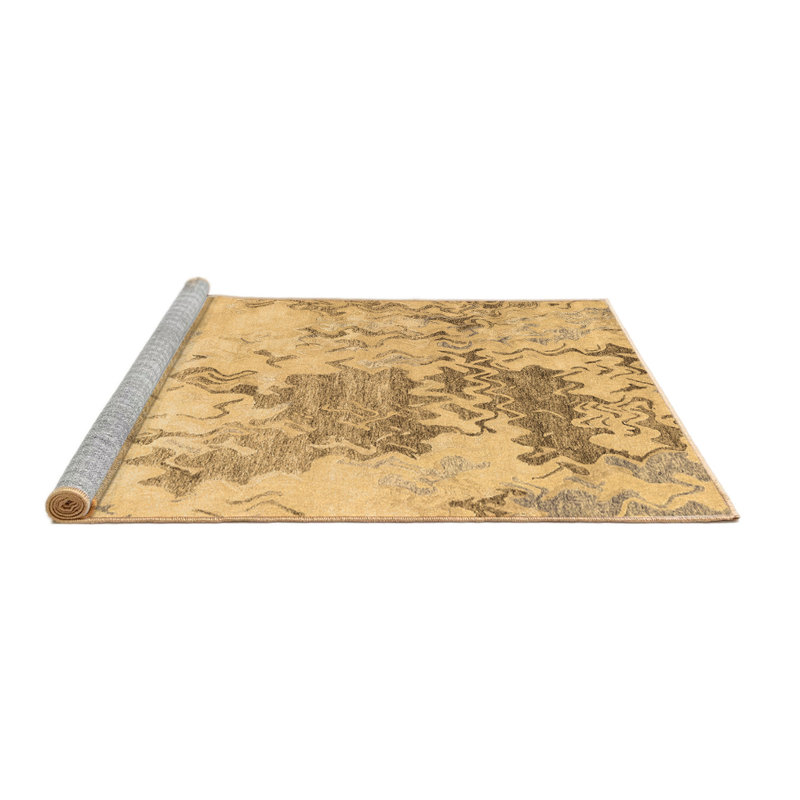 Tapis brun contemporain lavable à la machine 2592, Carré 8 pi