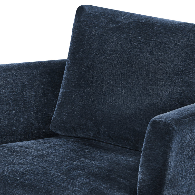 Blendia Upholstered Swivel Barrel Chair (Set Of 2), Navy Blue Chenille