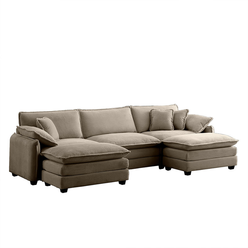 Canapé modulaire surdimensionné avec repose-pieds convertible, Chameau