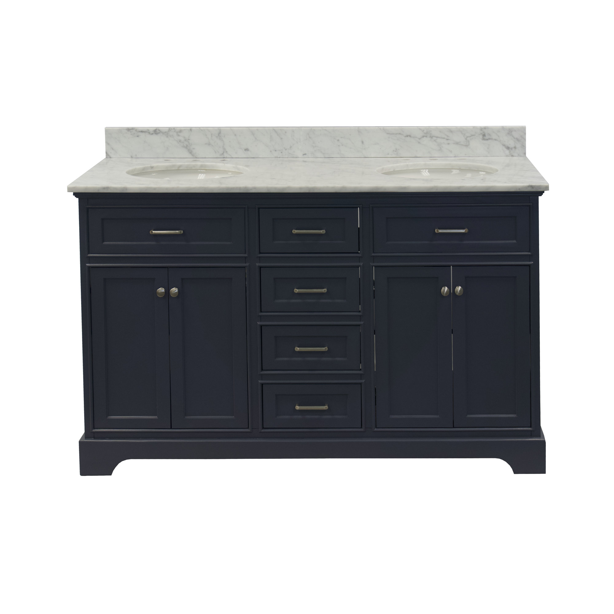 Ronnie 60'' Double Bathroom Vanity, Marine Gray, Carrara Marble