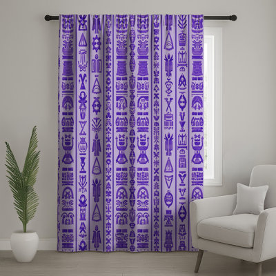 Purple Ethnic Symbols Window Curtains, Symbols Sheer & Blockout Curtains - 1 Panel