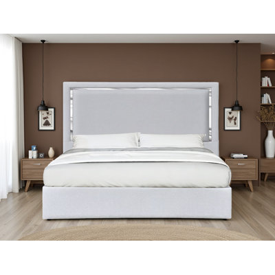 Ferrigno Upholstered Metal Platform Light Gray Queen Bed