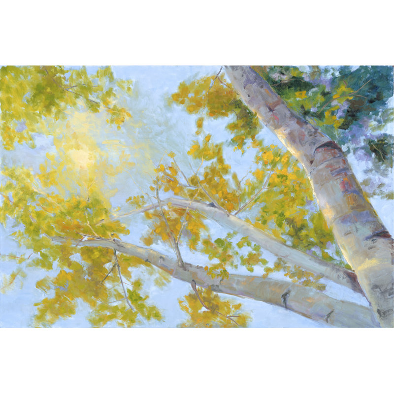 Aspen Canopy - Painting, 61 cm H x 91 cm W, Black Floater Framed