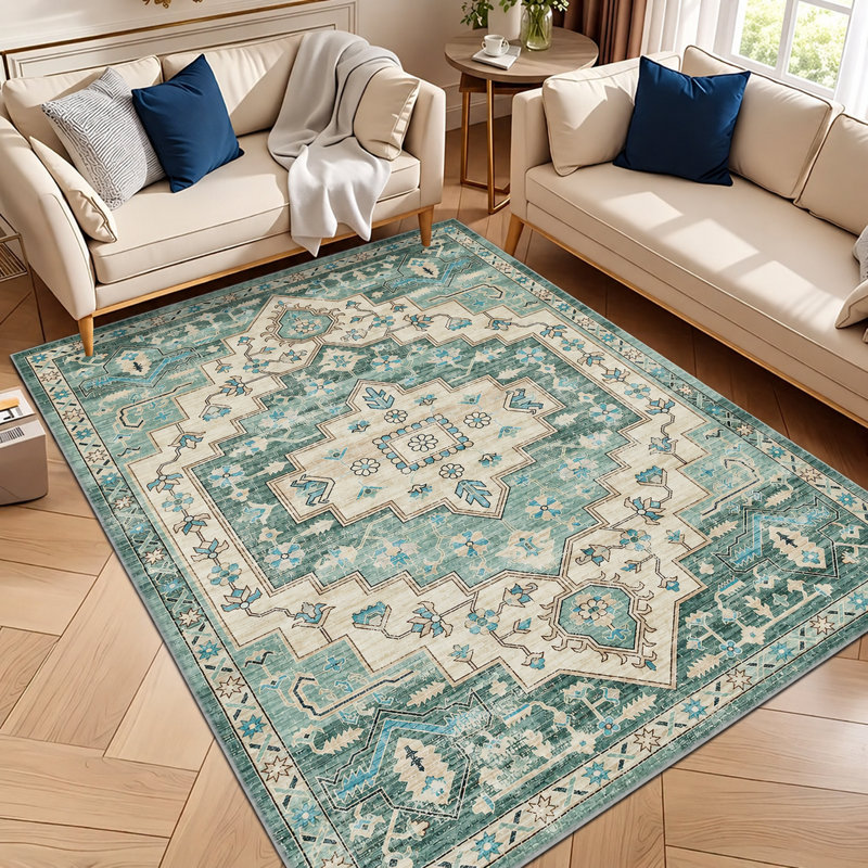 Aspire Homeware Sage Green Tribal Area Rug, Rectangle 120 x 170 cm
