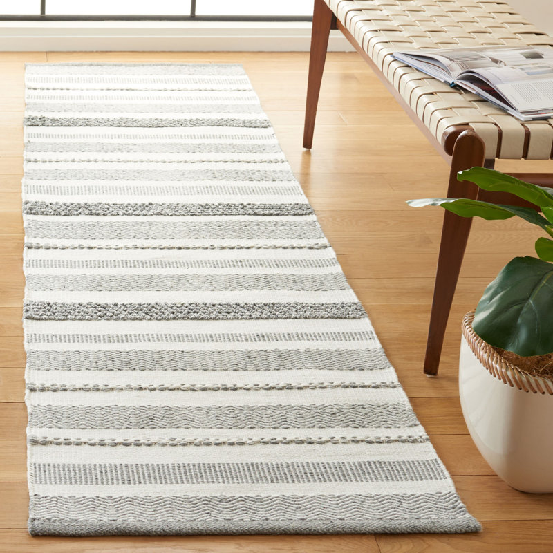 Maariya Hand Woven Pet Striped Rug, Runner 2'3" x 8'
