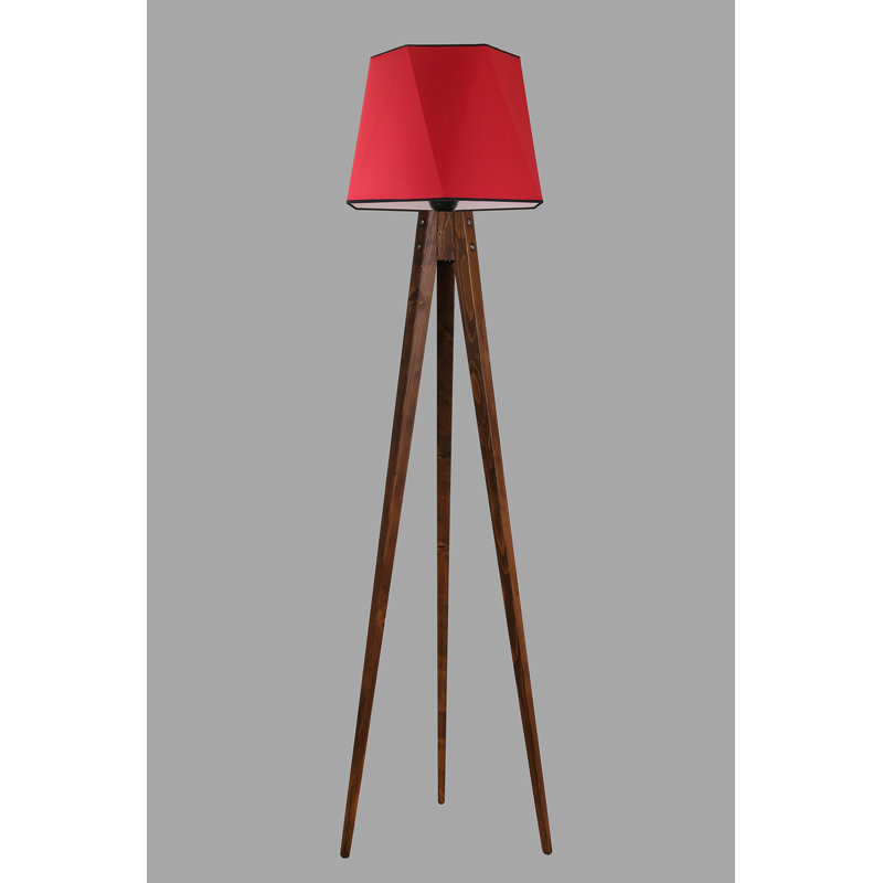 Chenoweth 165cm Tripod Floor Lamp, Red, Dark Brown