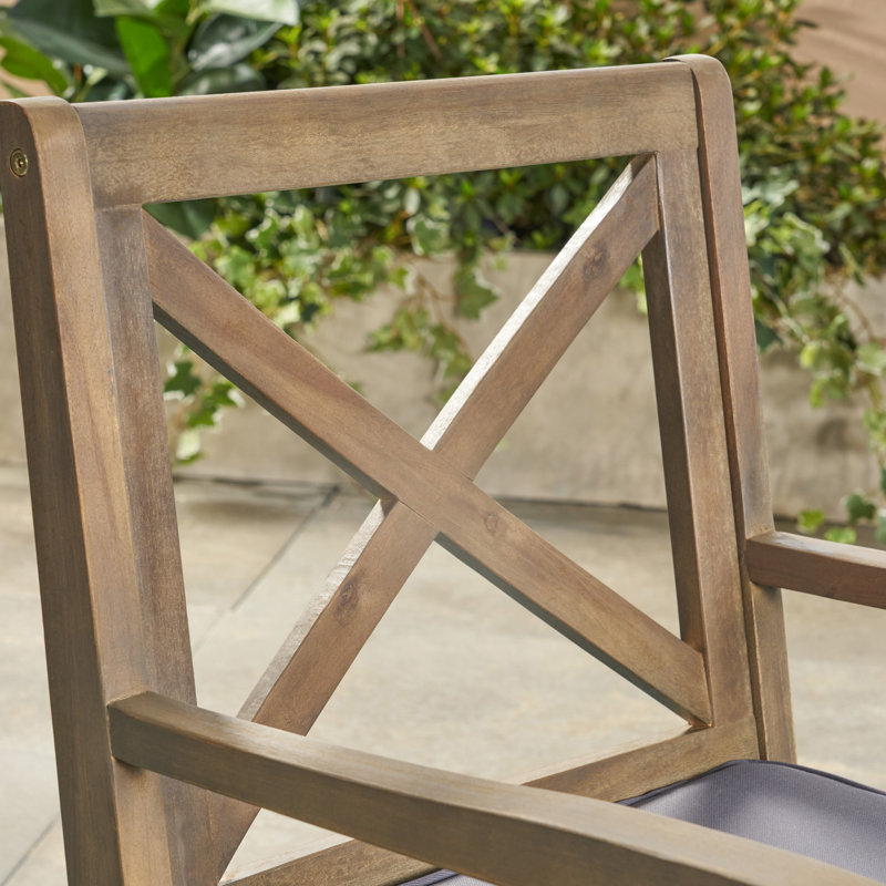 Obrien 4 - Person Acacia Wood Patio Dining Set with Round Table