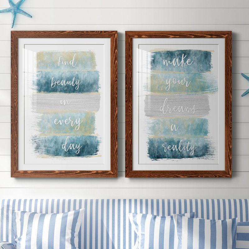 «Find Beauty» - ensemble de 2 reproductions d'art, H 44 po x l 31 po x P 1 po, Papier avec cadre érable, Blanc