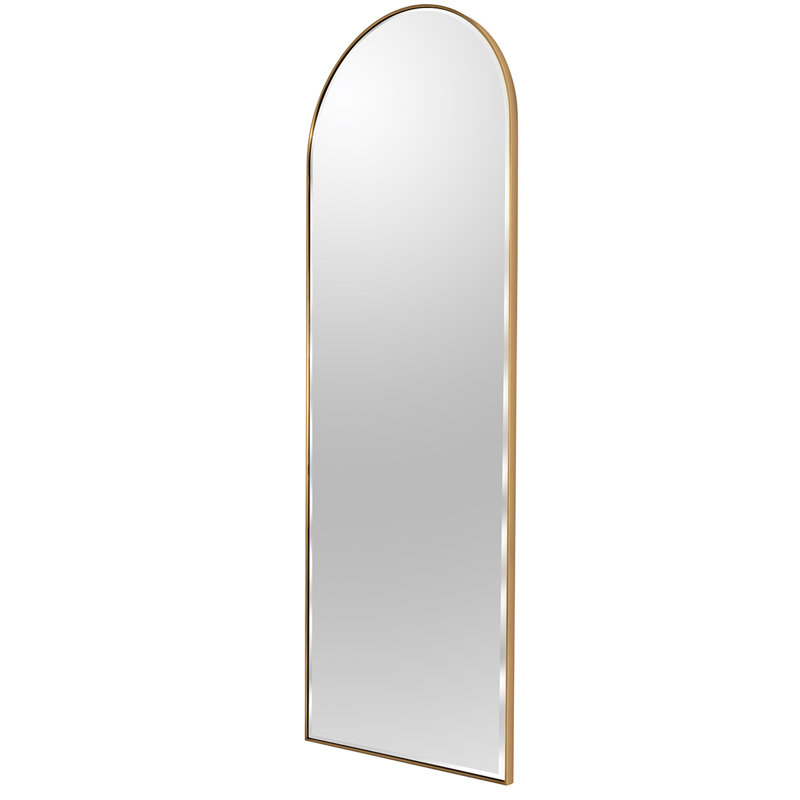 Salma Metal Flat Mirror, Satin Brass/Bevel Edge, 170cm H x 61cm W